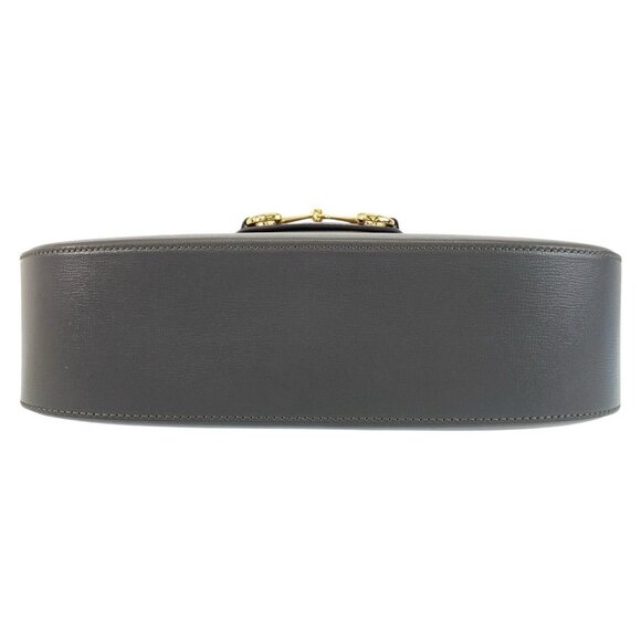 GUCCI Gray Leather Horsebit Shoulder Bag - Picture 6 of 10